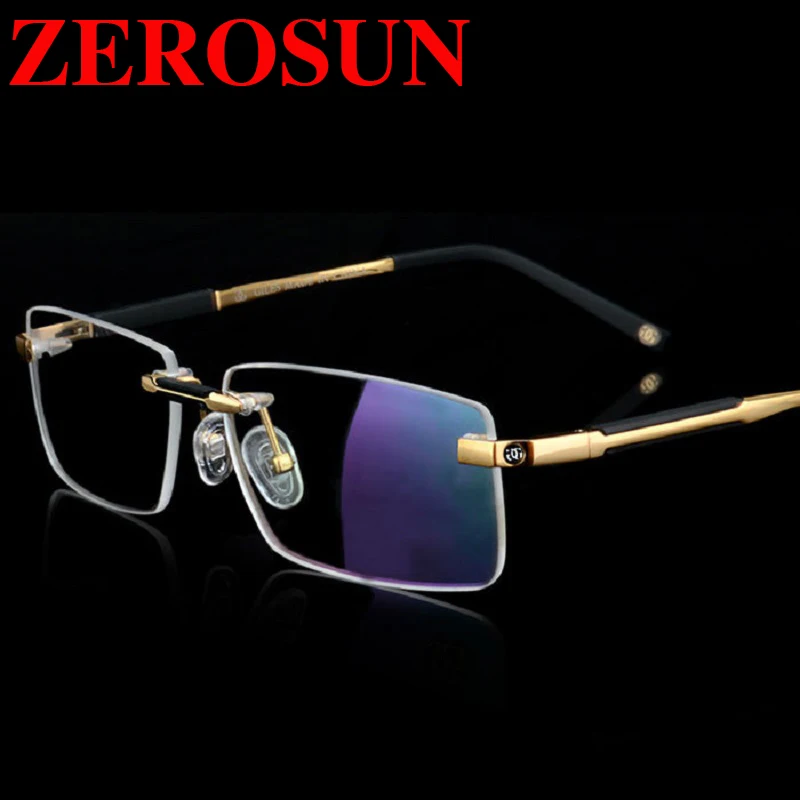 Zerosun Брендовые очки оправа для мужчин золотая без оправы очков по рецепту