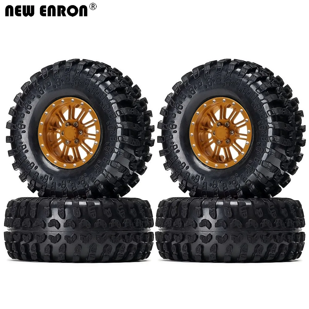 

NEW ENRON 2.2" Alloy 10 Double-spokes Beadlock Wheels Rim & Rubber Tires for RC 1/10 SCX10 II 90046 90047 Traxxas TRX-6 Wraith