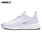 Повседневные беговые кроссовки ONEMIX, мужские белые кожаные кроссовки, мягкая и легкая спортивная обувь для ходьбы и бега на открытом воздухе OM1691M