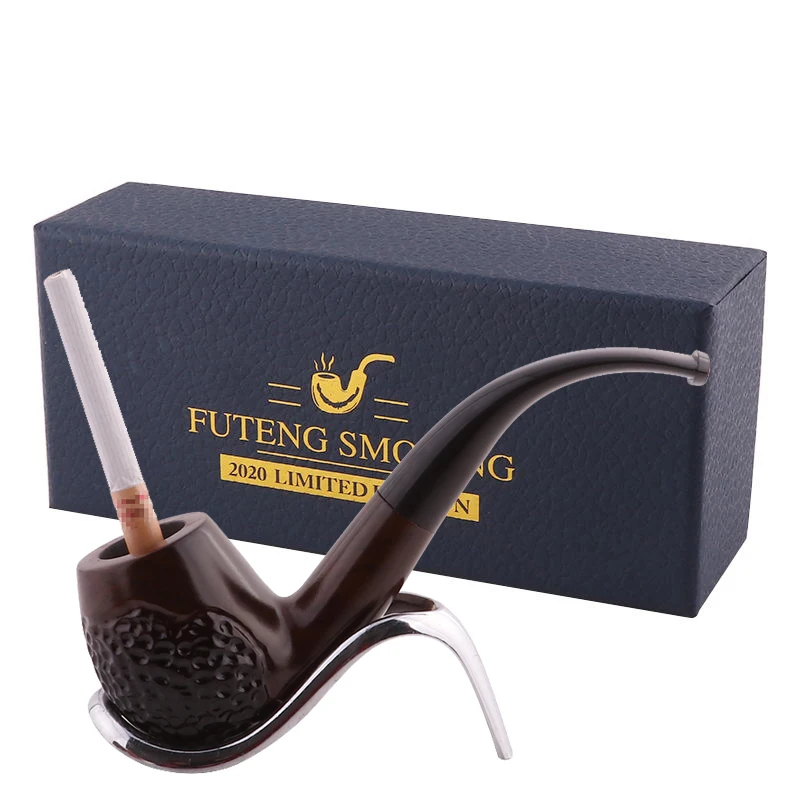 

Smoking Tobacco Wood Pipe Handmade Bent Wooden Sandalwood Carved Dual-Use Herb Smoke Tobacco Pipe For Smoking Accessories Erliao