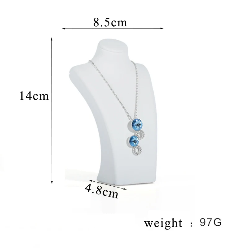 

In Stock Classic PU Leather White Portrait Hanging Neck Jewelry Stand Necklace Stand Model Display Stand Jewelry Photo Props