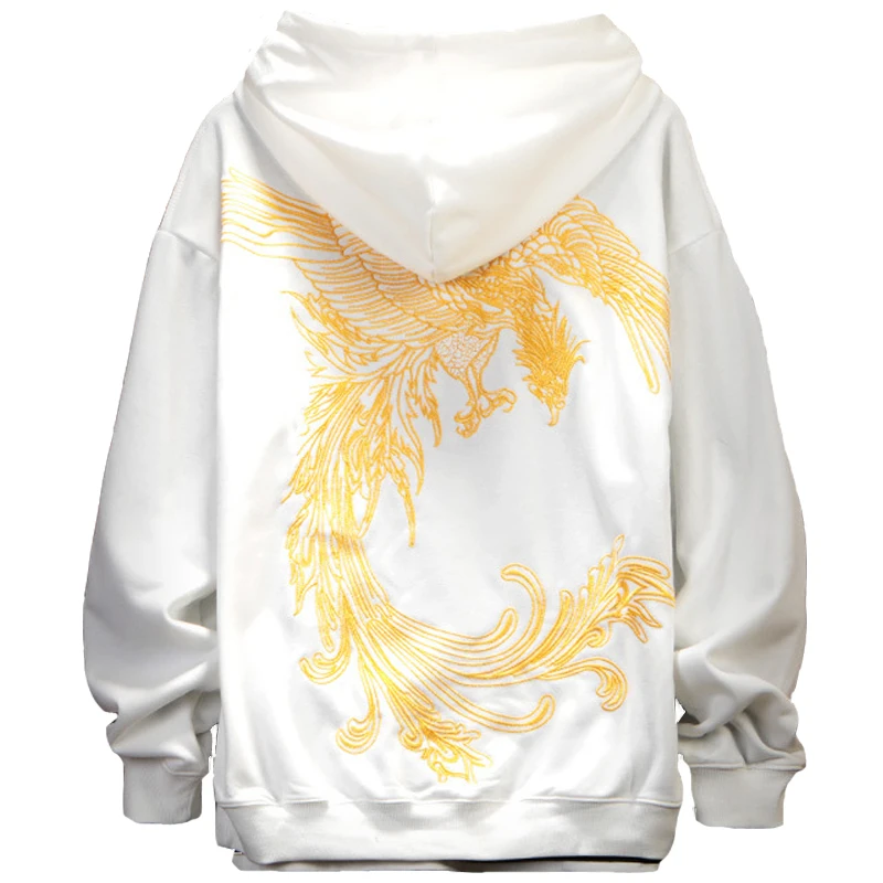 Золотой Феникс китайский вышитый мужской балахон пара Осень Хип Хоп Толстовка