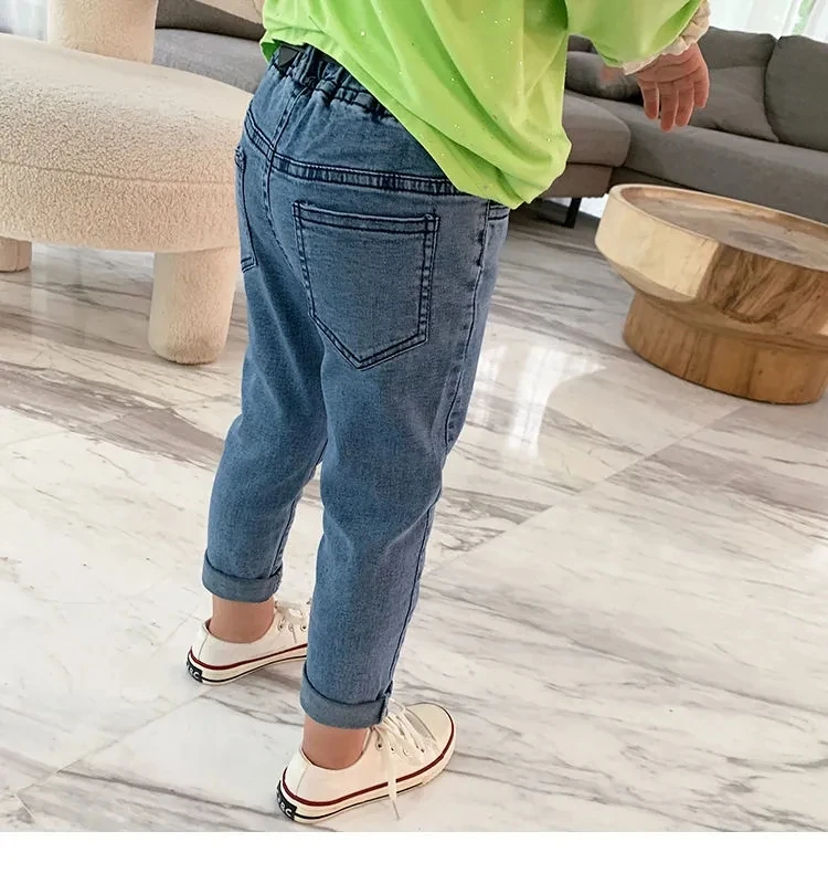 

Children's Jeans Boys and Girls Pants Autumn Fashion Slim Foot Pants Baby Trousers Kids Clothes 3-7T