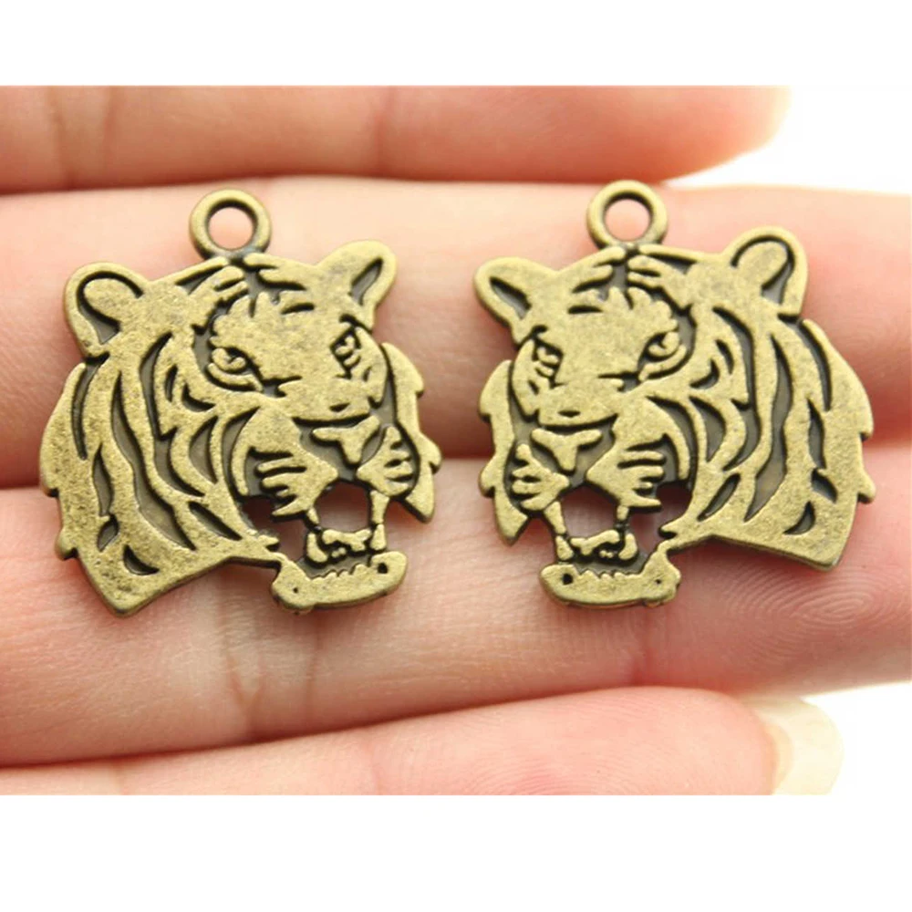 

8pcs Charms Roaring Tiger Head 27x24mm Handmade Pendant Making Fit DIY For Bracelet Necklace