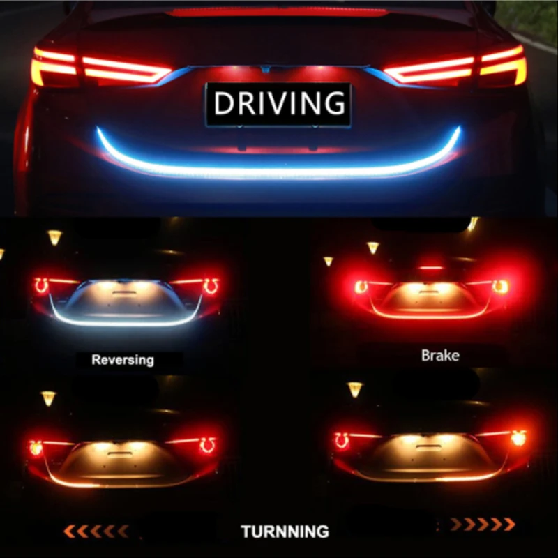 1,2 м/1,5 м Автомобильный задний багажник, задний фонарь, динамический стример, плавающая Светодиодная лента, водонепроницаемая автомобильная дополнительная Тормозная лампа поворота 12 В