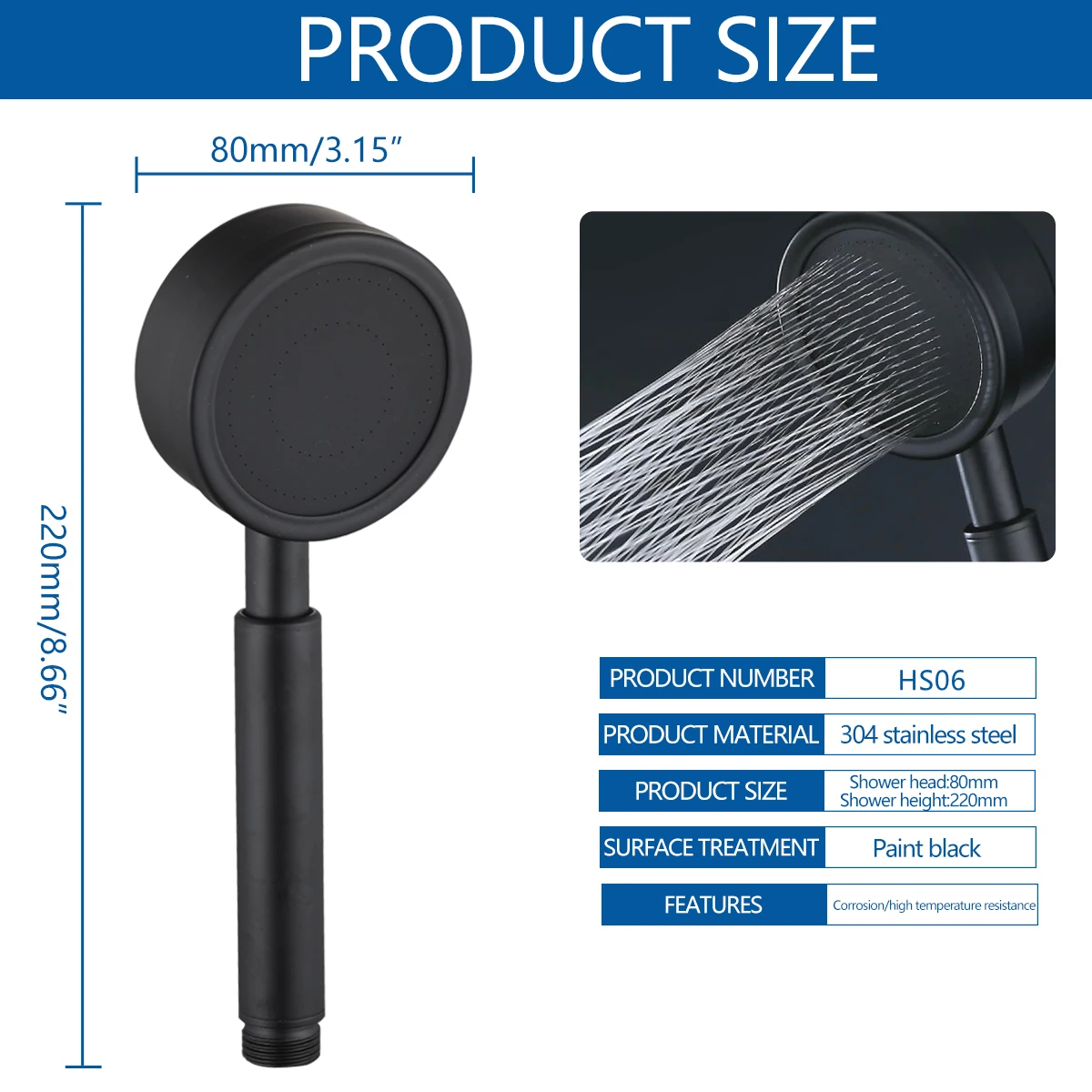 Набор для душа в ванную комнату матовый черный смеситель ванны горячей и