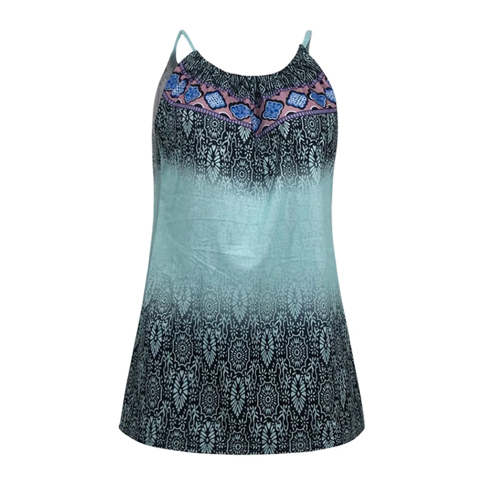 

2021 Summer Women Dress Printed Sling Ladies Bohemian Loose Chiffon Dresses A-Line Beach Dress Plus Size S-5XL Vestidos D4
