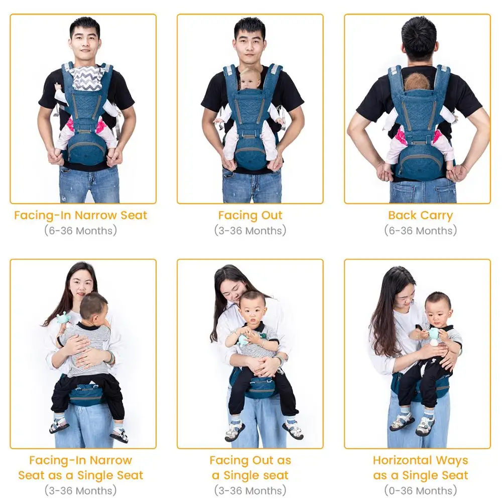 

Orzbow Baby Carrier Ergonomic Infant Hip seat Carrier Kangaroo Sling Front Facing Backpack Carrier Baby Travel Activity Gear