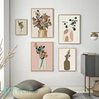 Высушенный Подсолнух, искусство на стене, плакат и печать, ваза в стиле бохо, Минималистичная Цветочная Картина на холсте для гостиной, домашний декор