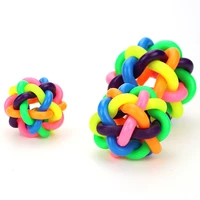 colorful bell knitted ball pet toy bouncy ball large medium and small rainbow rubber pet ball