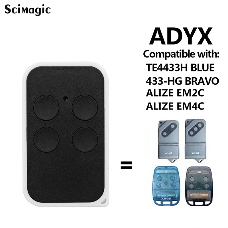 

For Adyx TE433H Bleu Adyx 433-HG Bravo Télécommande Duplicateur 433.92MHz ADYX ALIZE EM2C ALIZE EM4C Garage Remote Control Clone