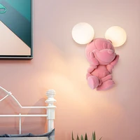 Artpad Cute Monkey Bear Mouse Children Room Wall Light with G4 Bulb Resin Doll Wall Light Fixture for Girls' Kids room Decor LED
