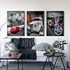 Американский ретро мотоцикл красный автомобиль пейзаж холст живопись плакат Настенные картины гостиная домашний диван фоновое украшение
