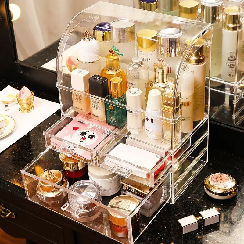 

New Fashion Drawers Makeup Organizer With Lid Clear Jewelry Storage Box Large Storage Case Clear/Transparent Desk Organizer