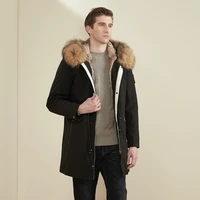 parka men jacket luxury hooded warm real rabbit fur liner coat casual fashion high quality
