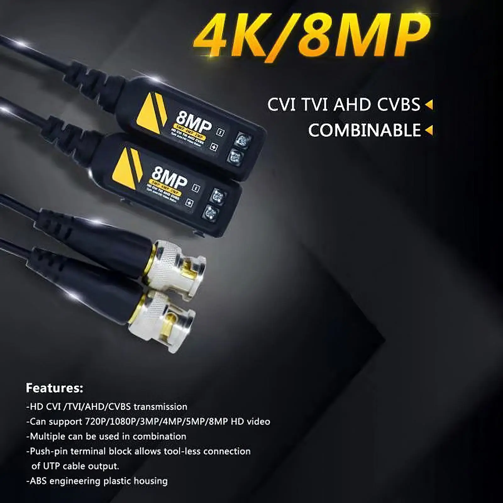 Passive Video Connector CVBS AHD CVI TVI UTP 4 In 1 Balun Coaxial High Definition Twisted Pair Transmitter | Безопасность и защита