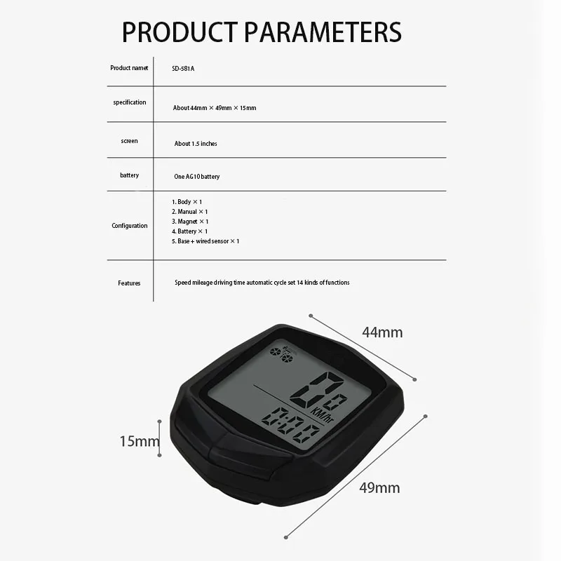 

Waterproof Bicycle Computer Wireless And Wired MTB Bike Cycling Odometer Stopwatch Speedometer Watch LED Digital Rate Durable