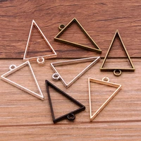 10pcs 2539mm 7 color alloy jewelry accessories triangle charm hollow glue blank pendant tray bezel