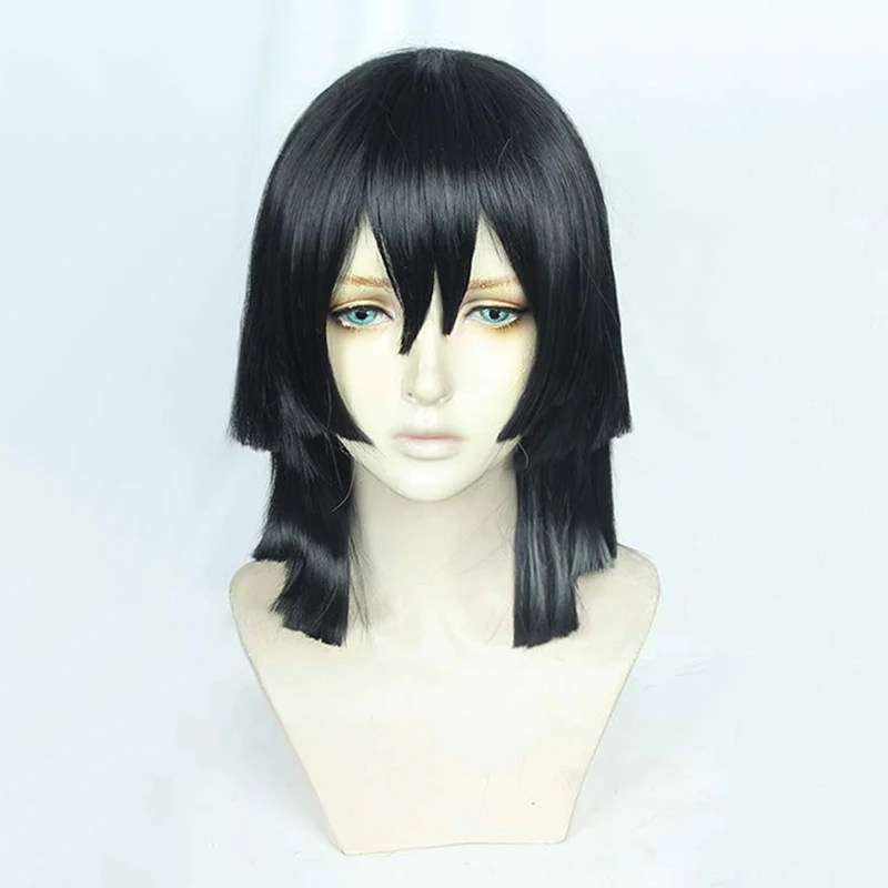 

Anime Comic Demon Slayer Kimetsu no Yaiba Cosplay Wigs Iguro Obanai Cosplay Wig Heat Resistant Synthetic Wig Hair Black Hairs