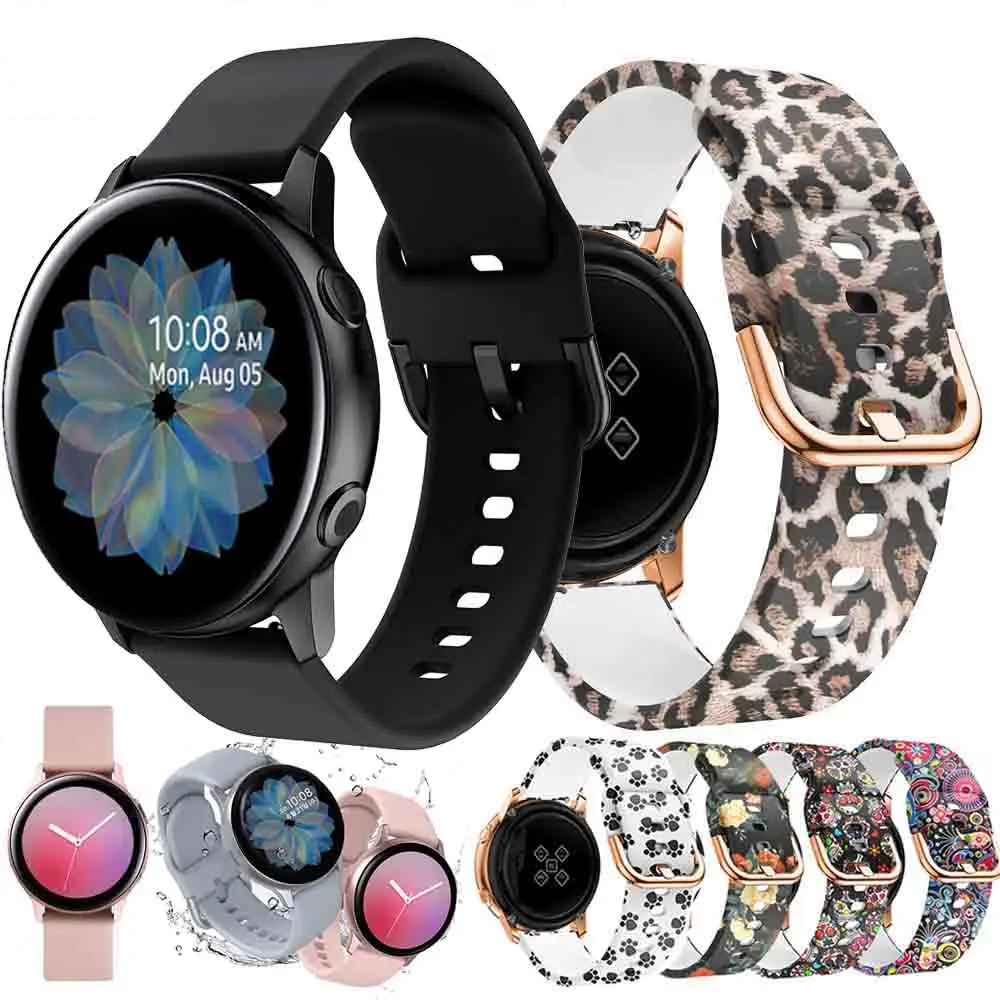 Ремешок силиконовый для Samsung Galaxy Watch 42 мм Active 2 40 44 мягкий спортивный браслет Gear S2