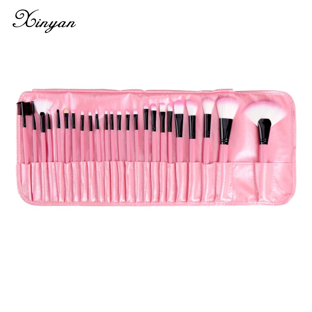 

XINYAN Pink Makeup Brushes Set Eyeshadow Eyeliner Lip Cosmetic Face Eye Shadow Eyeliner Foundation Powder Make Up Brush 24pcs