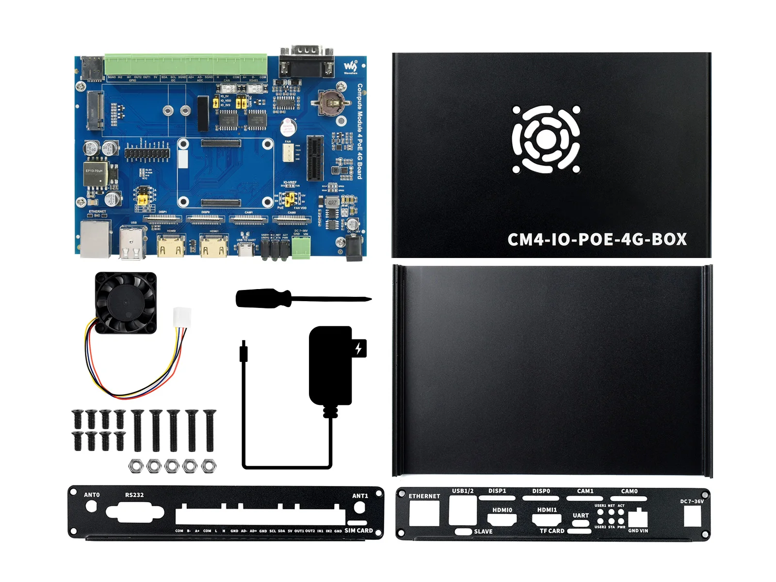 

Промышленный мини-компьютер Waveshare IoT на базе вычислительного модуля 4 Raspberry Pi (не входит в комплект),PoE,5G/4G, металлический чехол, охлаждающий ве...