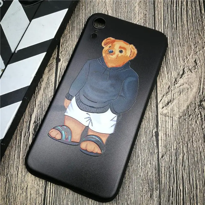 gghei Французский роскошный мягкий чехол для телефона с медведем для iphone X XS MAX XR 8 7 6 6s plus матовый Силиконовый чехол s 3D супер рельефный чехол fundas - Цвет: gghei