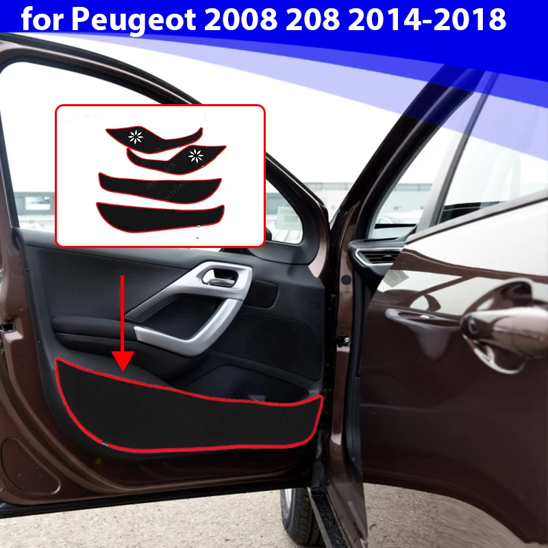

Door Inside Guard Accessories Protective Mat Protection Carpet Car Door Anti Kick Pad Sticker for Peugeot 2008 208 2014-2018