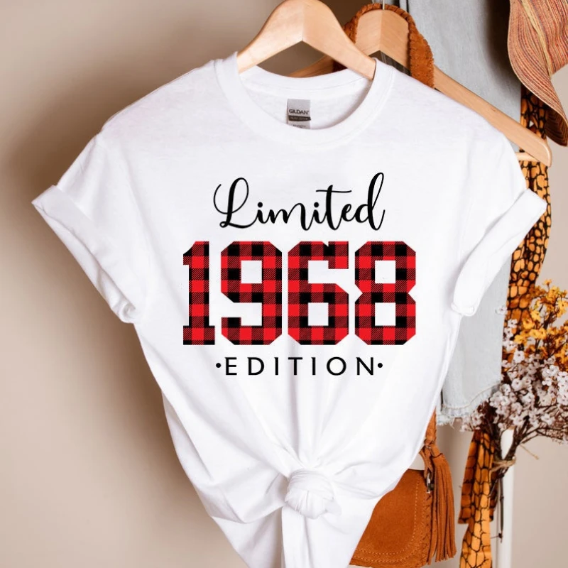 

Plaid 1968 Shirt, Leopard 1968 Shirt, Summer Limited Edition vintage 100% cotton leisure tshirt women, 53rd Birthday Gift Tees