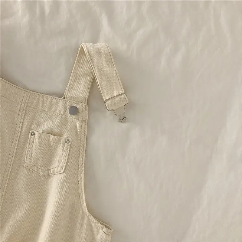 Denim Jumpsuits Women Loose Straight Fashion Streetwear Students Overalls All-match Preppy College Chic Korean Suspender Trouser |