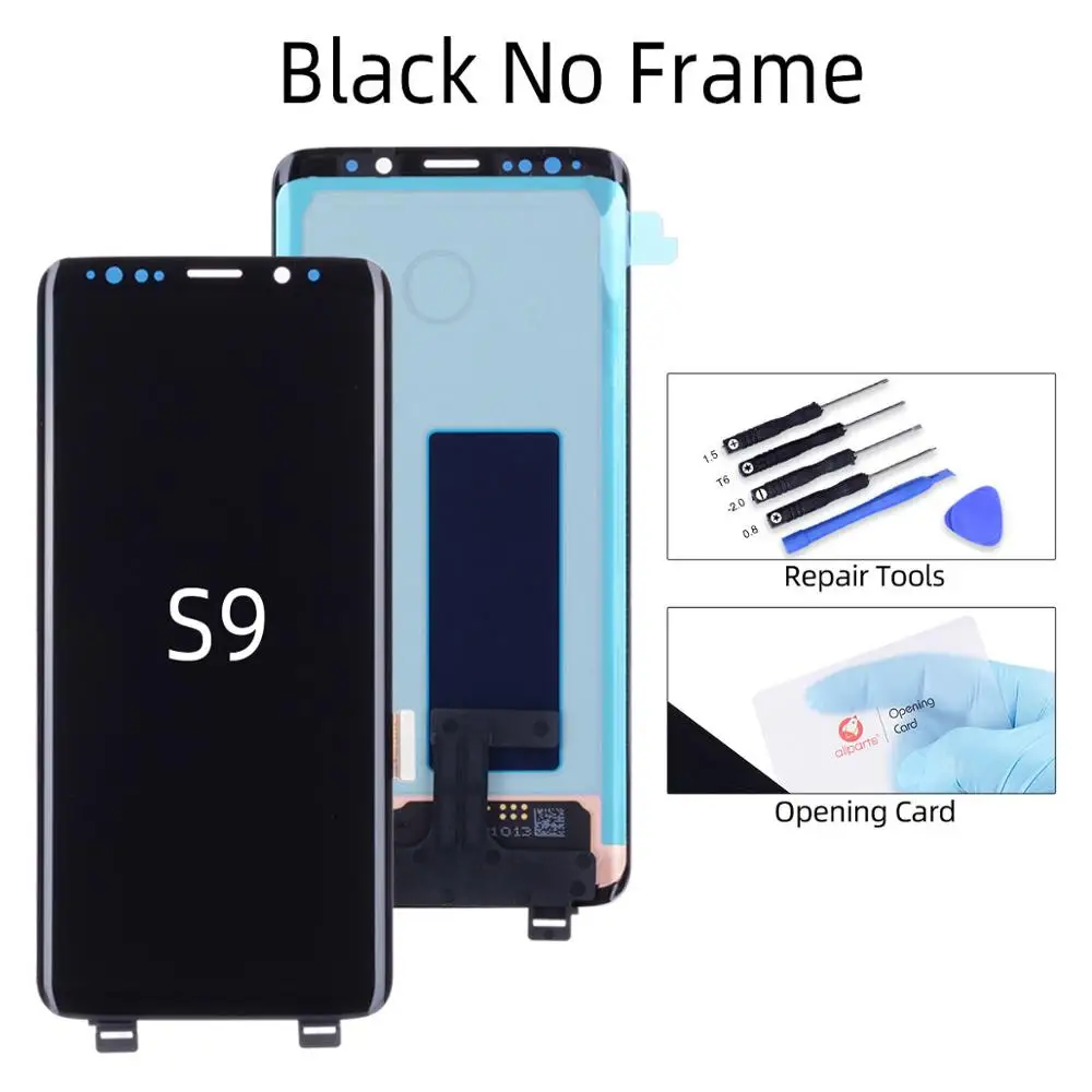 AMOLED Дисплей для SAMSUNG Galaxy S9 LCD G960 G960F S9 Plus LCD G965 G965F экран в сборе с тачскрином на рамке - Цвет: S9 Black No Frame