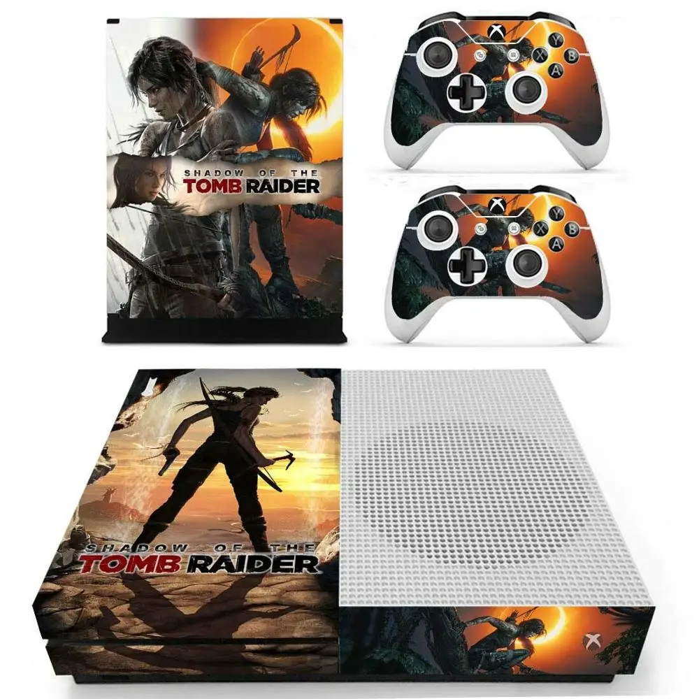 Tomb Raider наклейка s для Xbox One S виниловые наклейки кожи Pegatina one тонкая консоль и два