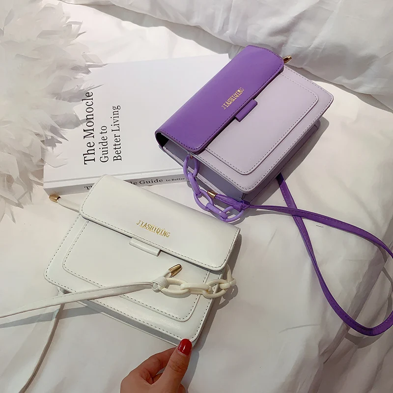 

Fashion Women Mini Handbags Retro PU Leather Ladies Chains Small Square Shoulder Bags Candy Color Girls Crossbody Bag Clutch