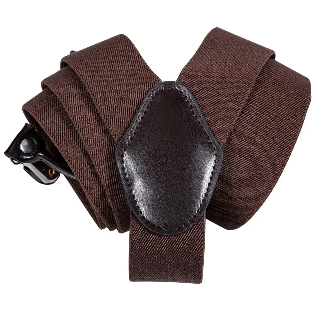 Однотонные коричневые мужские подтяжки набор с галстуком-бабочкой красным