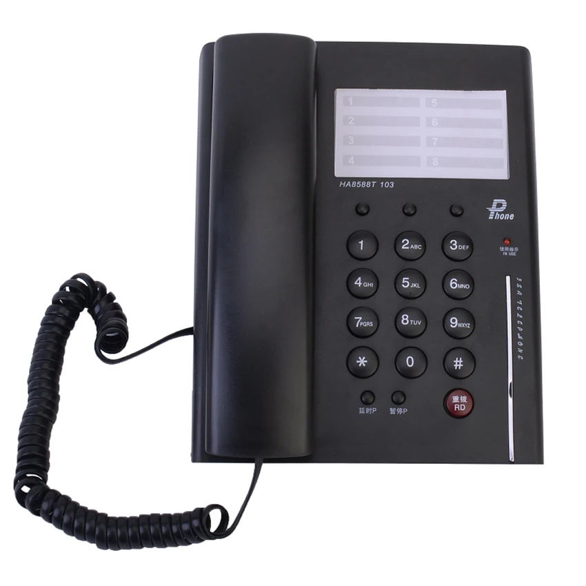 Hotel Corded Desktop Phone with Phone Book, Adjustable Ringtone, Pause, Redial, Wall Mountable Landline Fixed Telephone