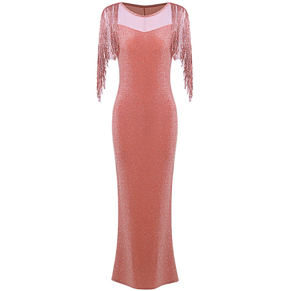 Sexy Shiny Party Dress Attractive Women Evening Sequin Patchwork Long Tassels Dresses Push Up Vestidos Slim Fit Formal | Женская одежда