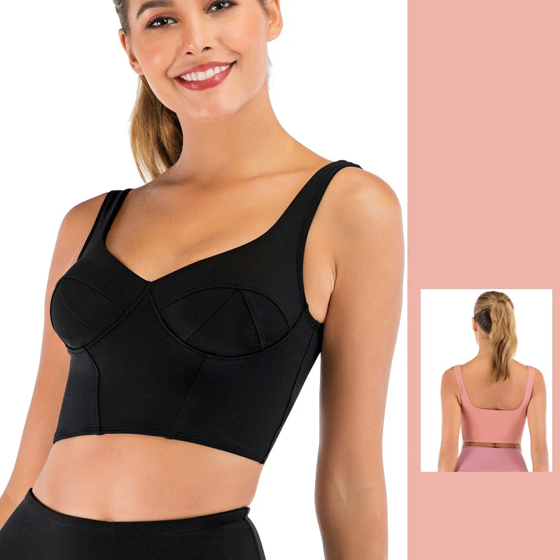 Женский спортивный жилет из нейлона розовый черный белый 3 цвета бюстгальтер для