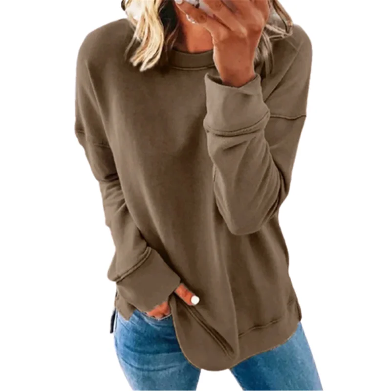 

Women Oversized Solid Tee Clothes 5XL Large Size Tops Autumn Long Sleeve Casual O-Neck Black Blue Loose T Shirt Streetwear