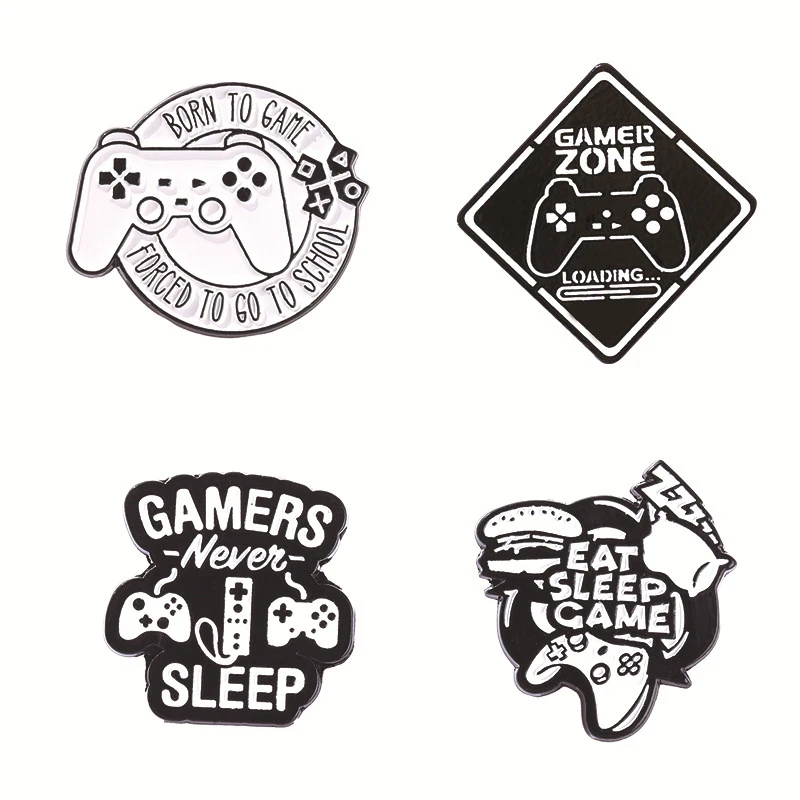 

Gamer Enamel Pin Gaming Quote Brooches Video Game Player Brooch Personalized Jewelry Black And White Game Handle Brooch