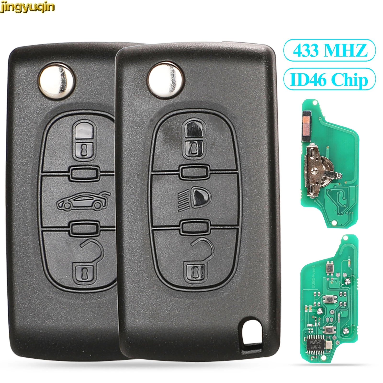 Jingyuqin ключи 433 МГц ID46 ASK/FSK для peugeot 307 407 607 807 партнер Citroen C3 C4 C5 C6 C8 Xsara 3B HCA/VA2