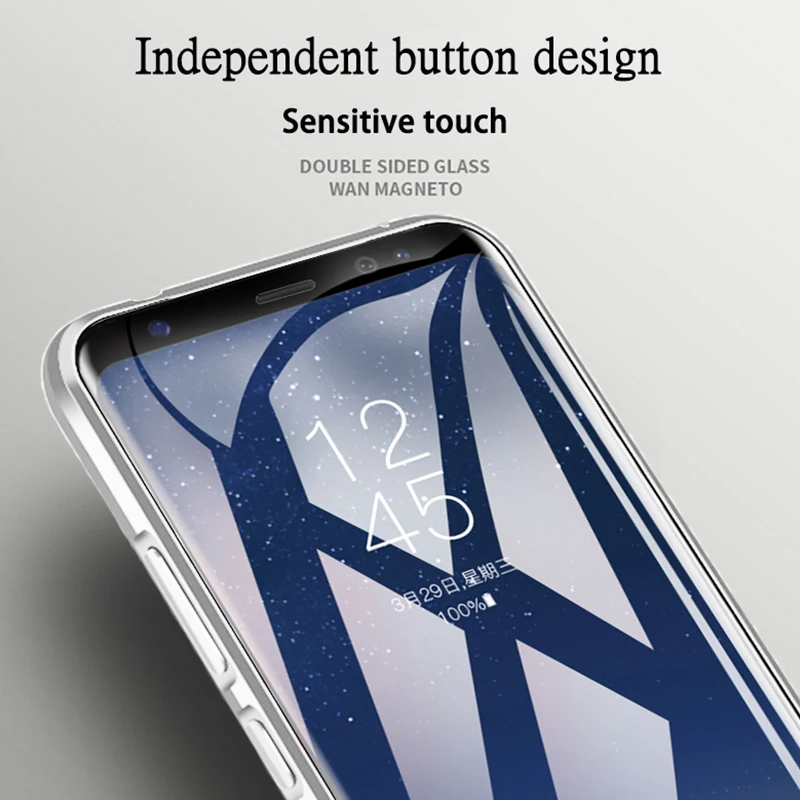 Магнитный двухсторонний стеклянный чехол для телефона Samsung Galaxy A10 A20 A30 A50 M20 M30 A7 A9