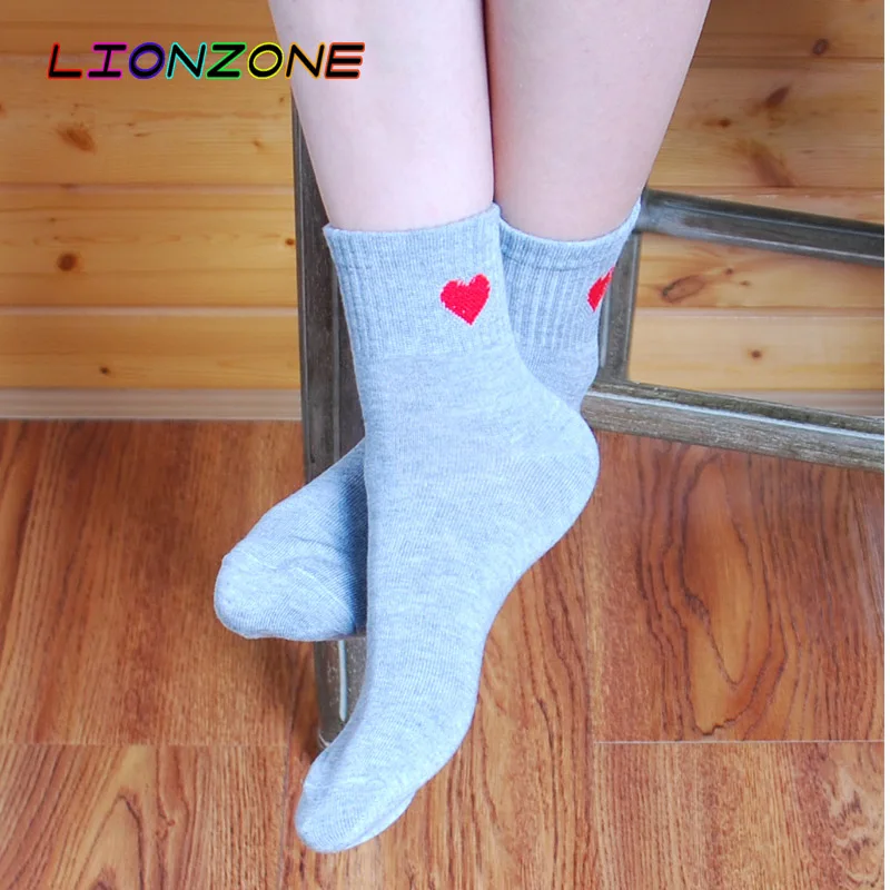 LIONZONE 6 пар/лот милые носки с милыми сердечками женские дышащие удобные осенние зимние забавные бамбуковые носки для отдыха Meias