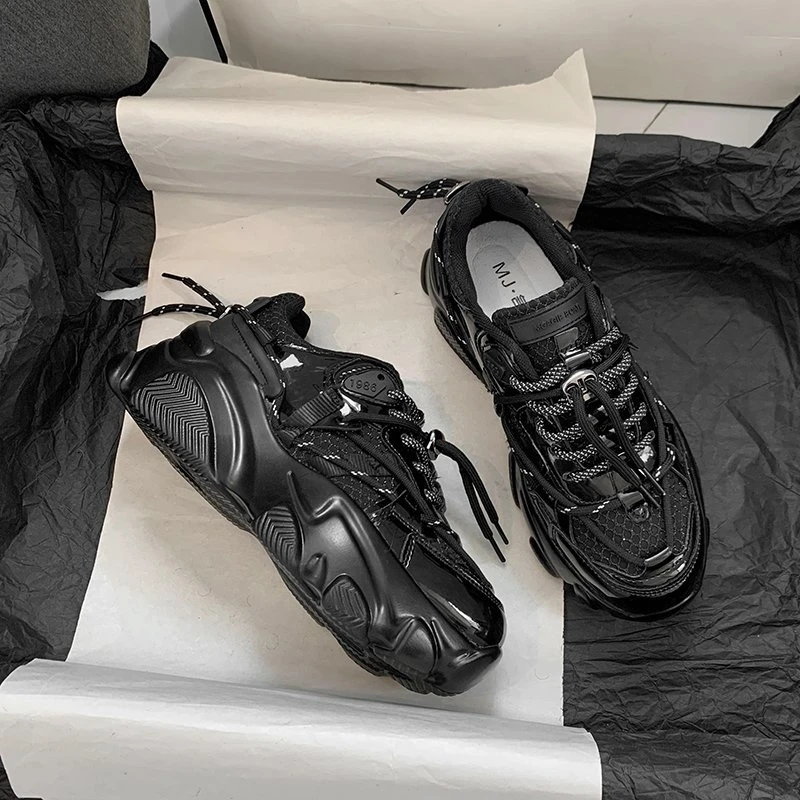 

Женские кроссовки на массивной платформе Ulzzang, черные повседневные кроссовки для ходьбы и тенниса, осень 2020