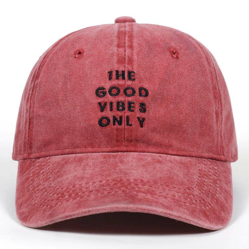 

Washed new THE GOOD VIBES ONLY Dad hat men women Cotton baseball cap Bone Snapback golf cap hats Bone Garros wholesale