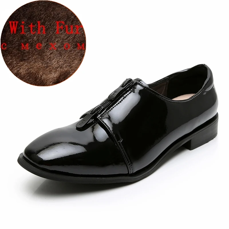 black with fur Женские повседневные туфли из натуральной кожи на плоской подошве; женские туфли-оксфорды ручной работы на толстой подошве; винтажные туфли; цвет черный, коричневый; сезон весна - Цвет: black with fur