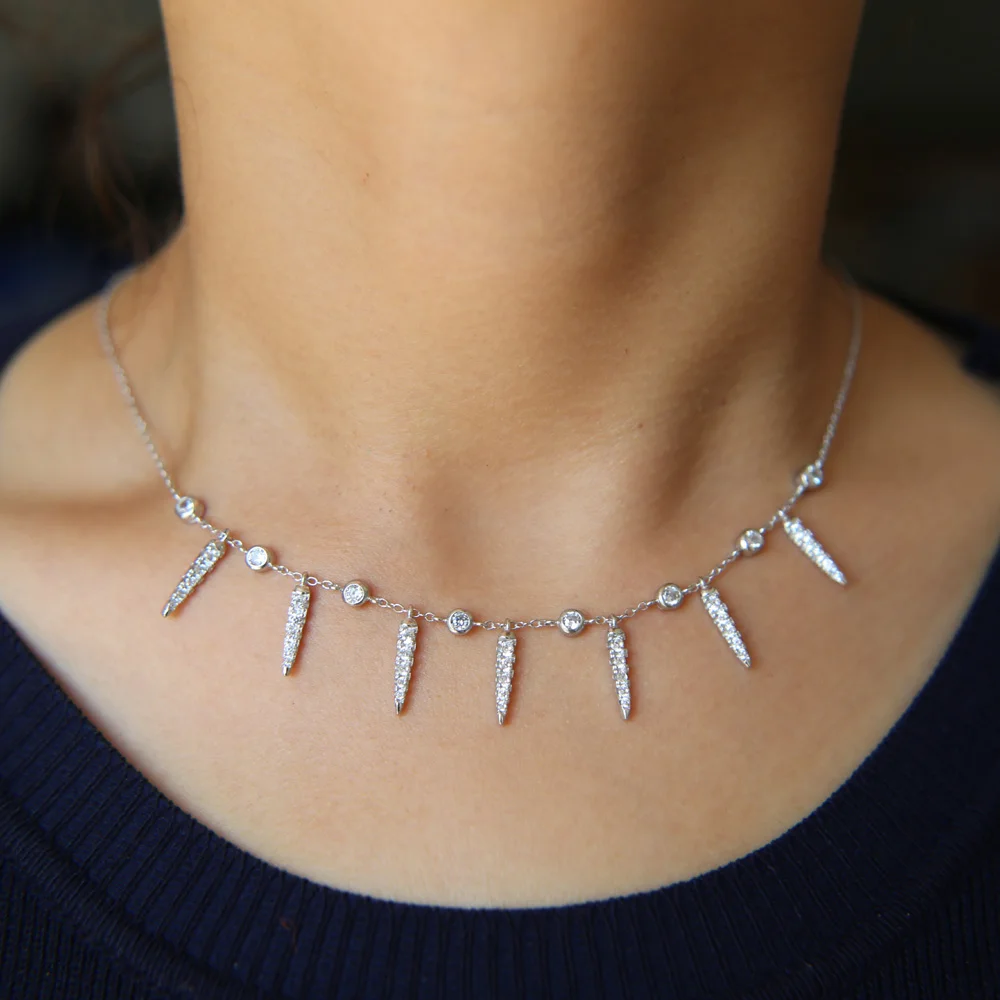 2020 Новинка колье оптовая продажа дизайнерских серьги Cz шип 925 стерлингового