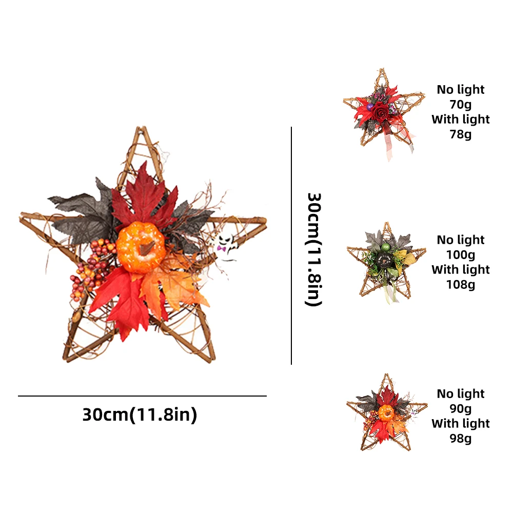

DIY Five-Pointed Star Garland Rattan Ball Halloween Birthday Party Hanging Ornament Festive Party Christmas Tree Decoration