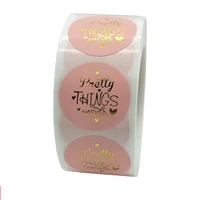 100 500pcs round paper pink pretty things inside stickers gold thank you stickers for small business packaging seal label