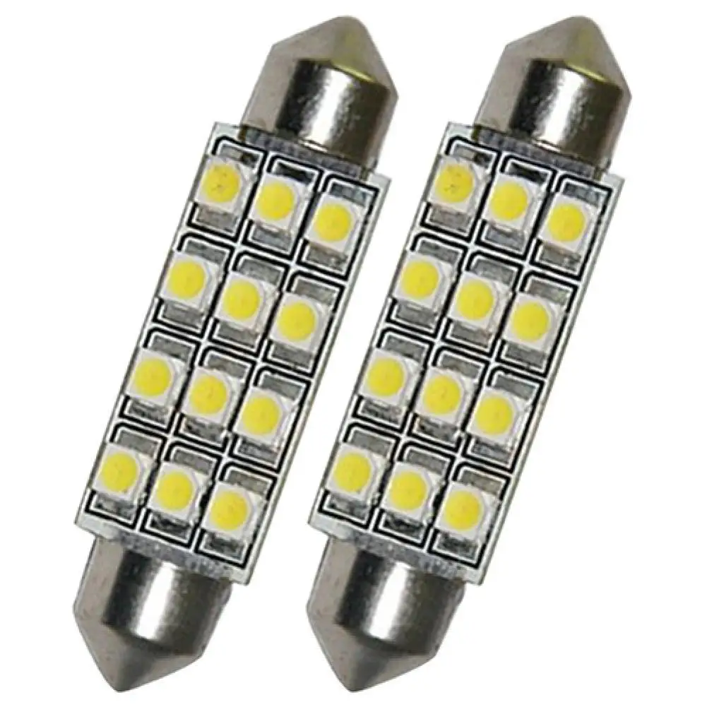 

2 шт. Автомобильная купольная Светодиодная лампа 12 3528-SMD, лампа дневного света 42 мм, белая