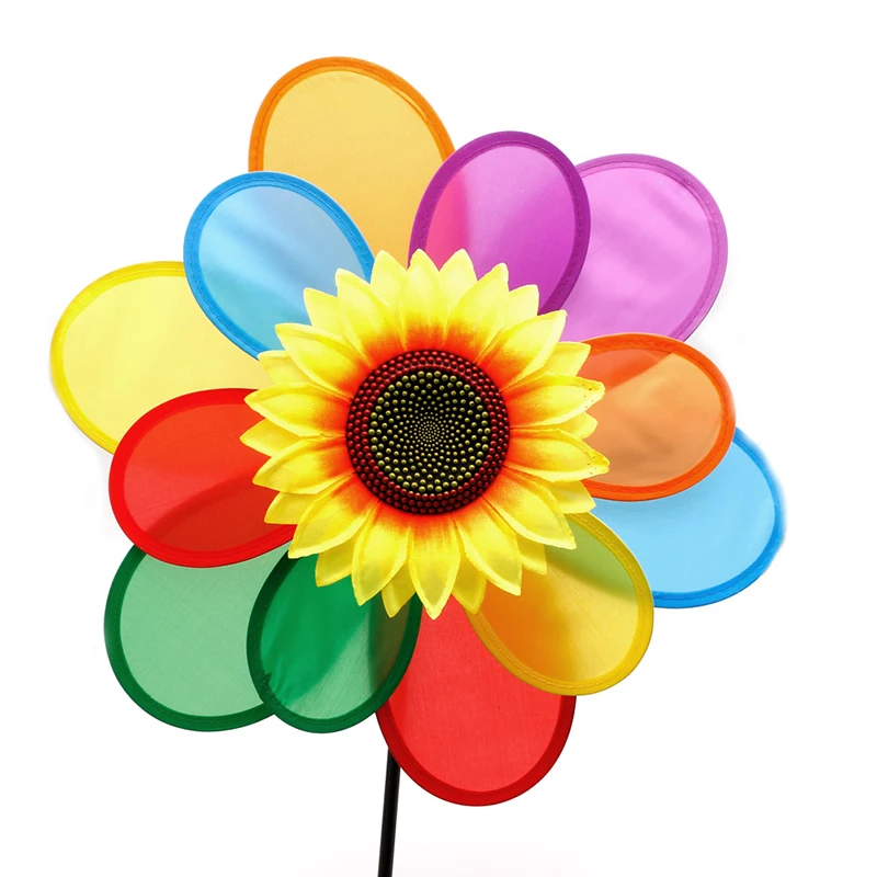 

Sunflower Windmill Wind Spinner Rainbow Whirligig Wheel Home Yard Decoration New